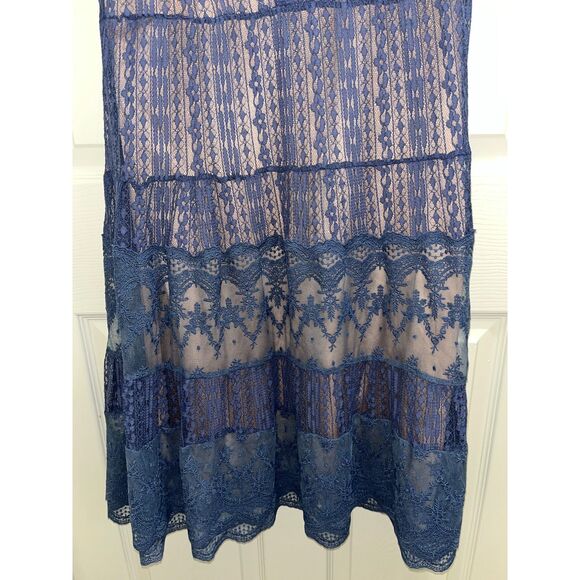 Sundance Sweep Of Lace Dress Blue Lined Small Short Sleeve Boho Modest - Picture 5 of 5